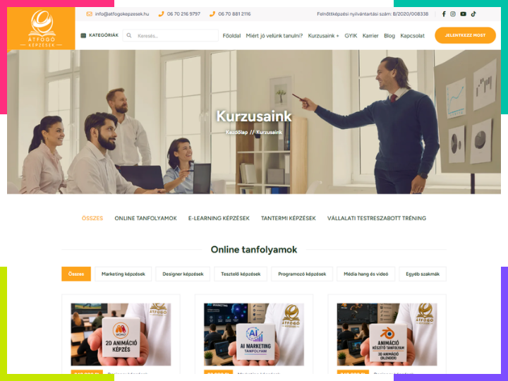 Tartalomkezelt (CMS) weboldalkészítés – atfogokepzesek.hu reszponzív, keresőbarát weboldal