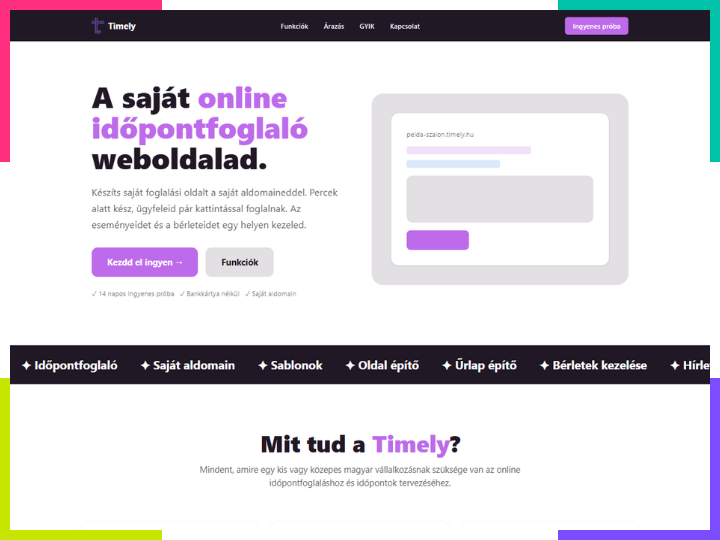 Időpontfoglaló rendszer fejlesztése – timely.hu egyedi webes alkalmazás referencia