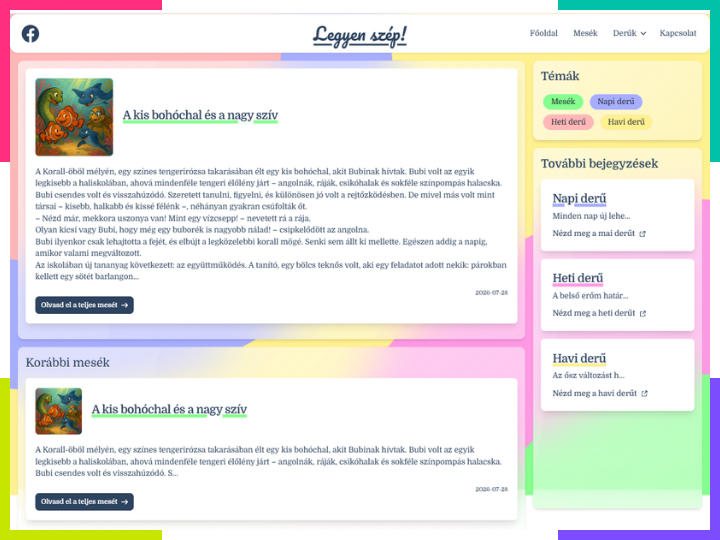 Blog weboldal fejlesztés – legyenszep.hu tartalomkezelt oldal referencia
