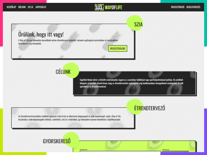 Étrendtervező weboldal fejlesztés – wayoflife.hu egyedi webes alkalmazás